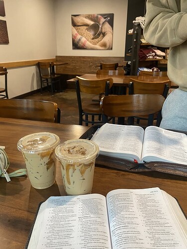 bibles cafe table