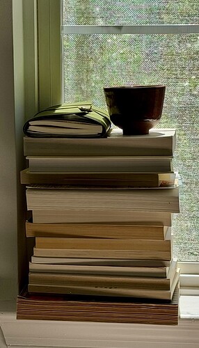 book stack windowsill